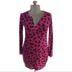 Diane Von Furstenberg Fuchsia Purple Long Sleeve Dress Size 8